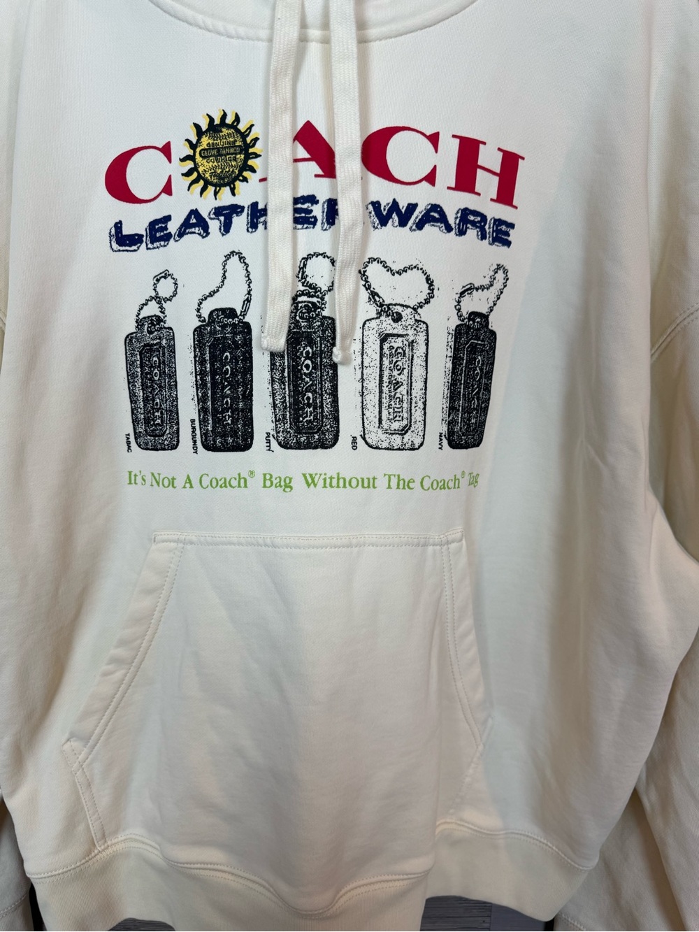 Coach Cream Graphic Pullover Hoodie with Printed Logo - Picture 9 of 10